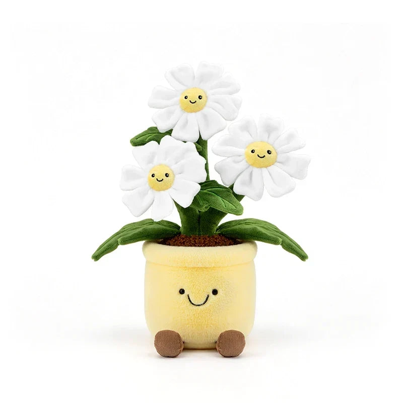 Daisy Flower Pot Plush Toy – Smiling Doll, 30cm