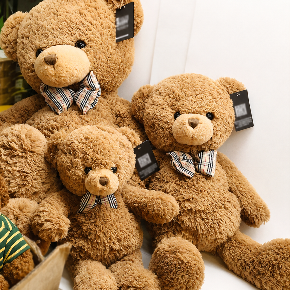 Classic Brown Teddy Bear – Plush Bear with Bow Tie