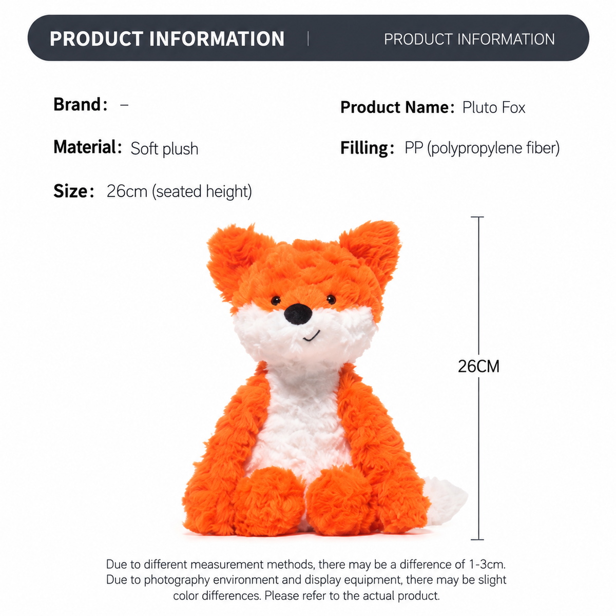 Animal Plush Toy – Fox, Red Panda, Monkey or Collie 24cm