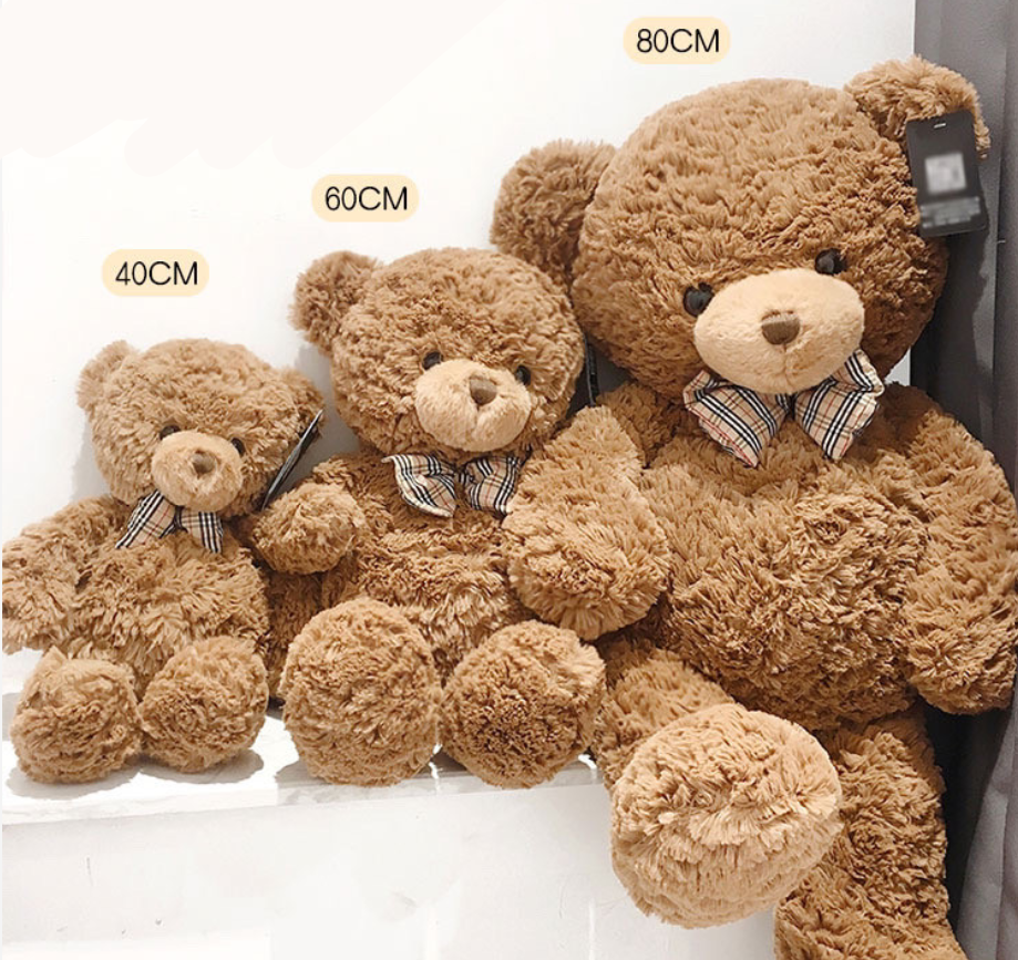 Classic Brown Teddy Bear – Plush Bear with Bow Tie