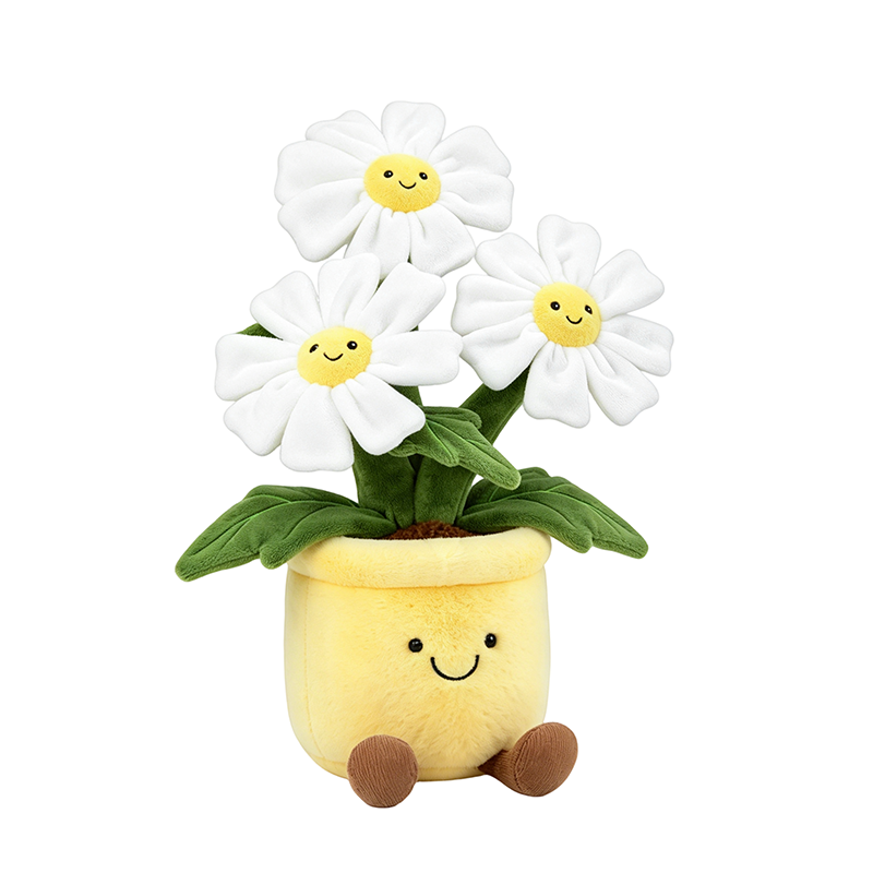 Daisy Flower Pot Plush Toy – Smiling Doll, 30cm