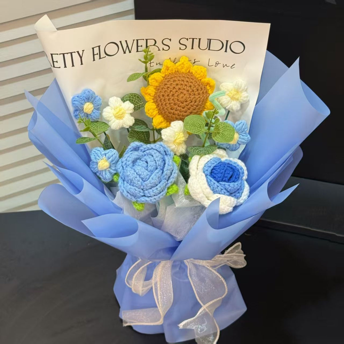 Handmade Crochet Sunflower Bouquet – Knitted Gift