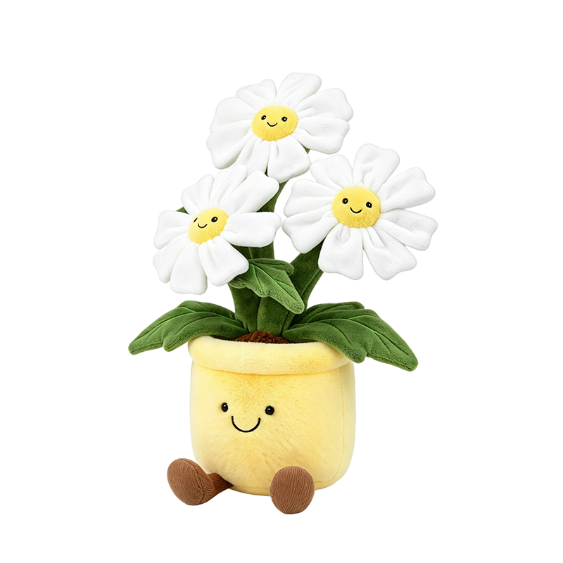 Daisy Flower Pot Plush Toy – Smiling Doll, 30cm