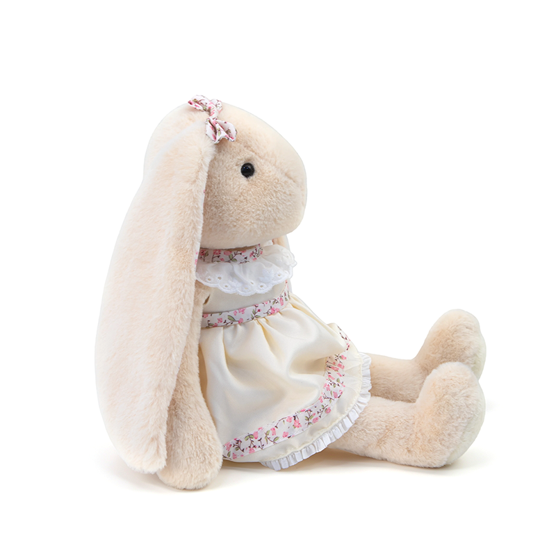 Lop-Eared Rabbit Plush Doll – Floral Dress, 25–30cm