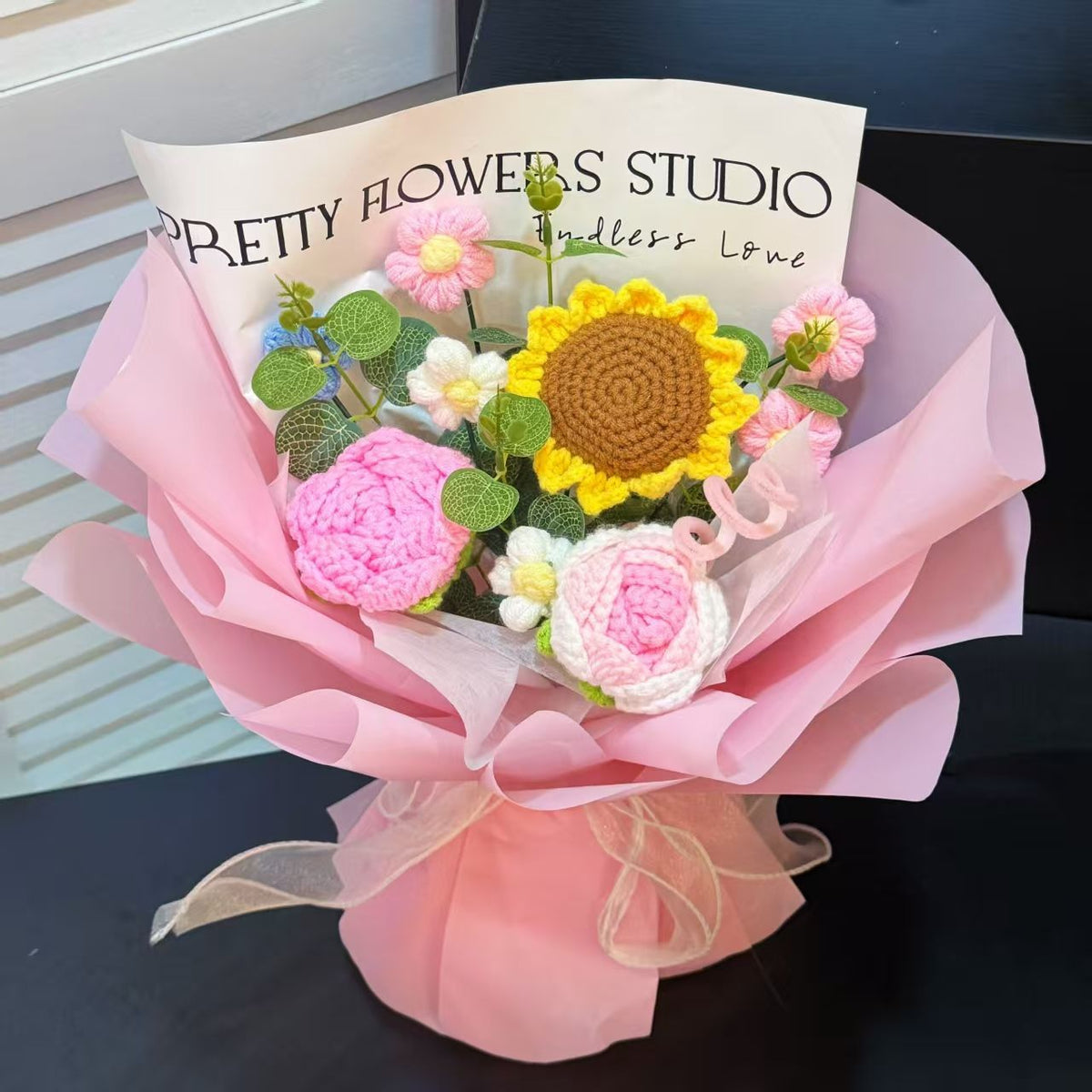 Handmade Crochet Sunflower Bouquet – Knitted Gift