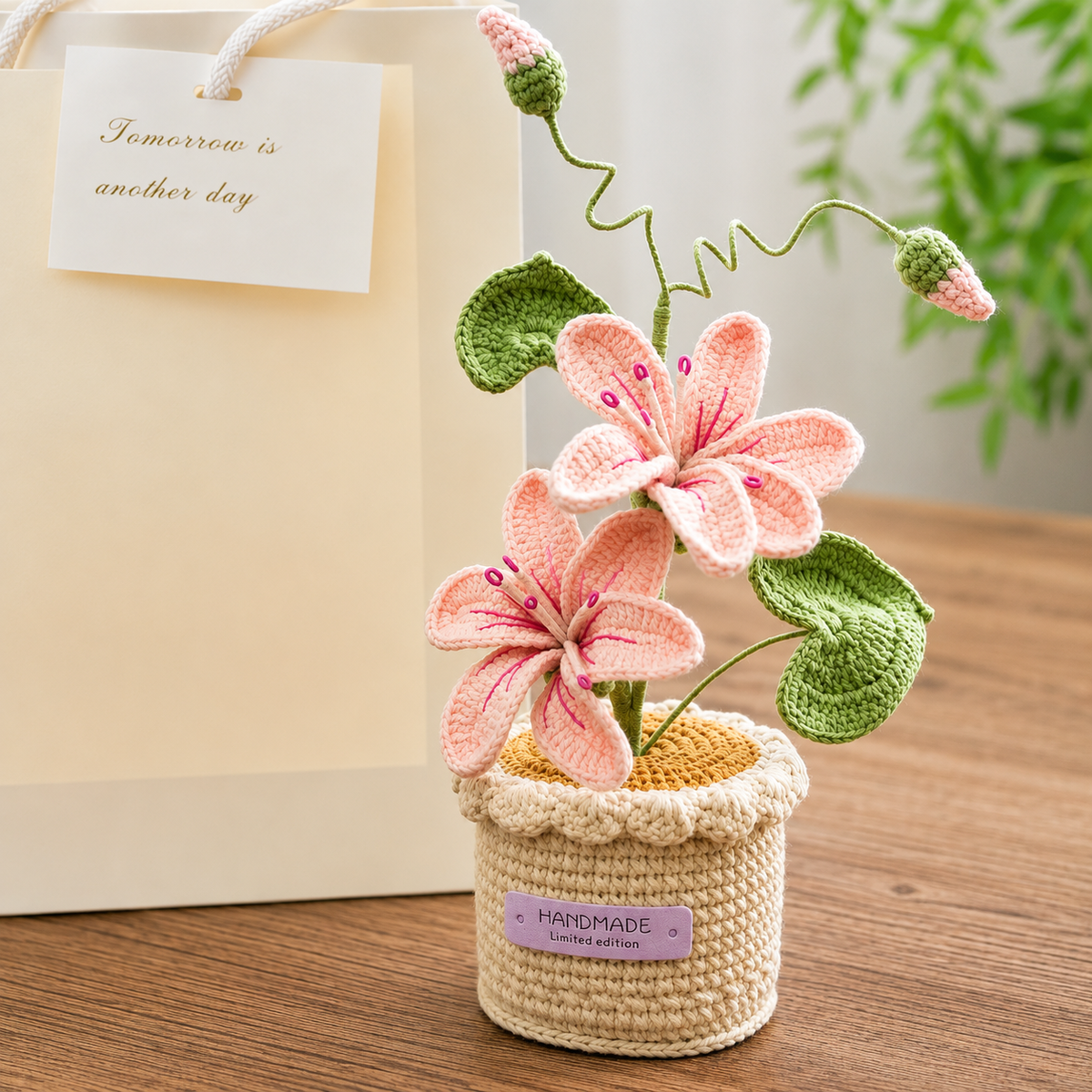 Potted Poinsettia Flower – Artificial Floral Decor