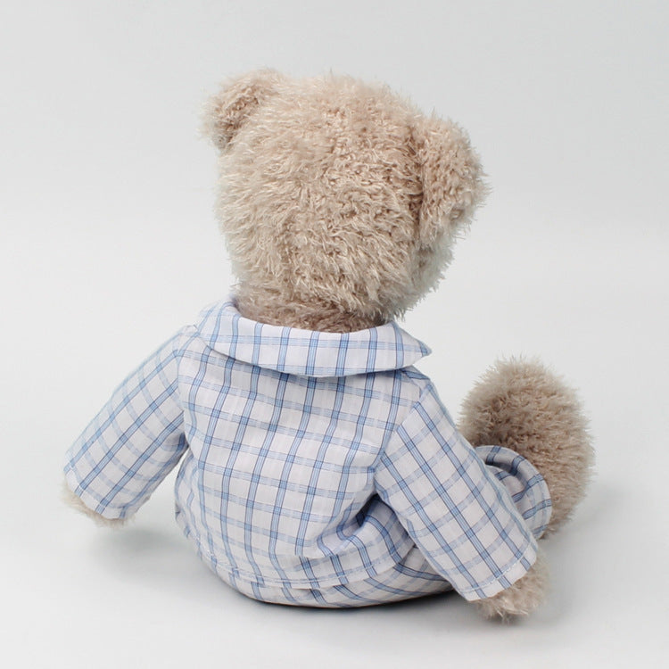 Dressed Teddy Bear – Curly Plush Bear, 30cm