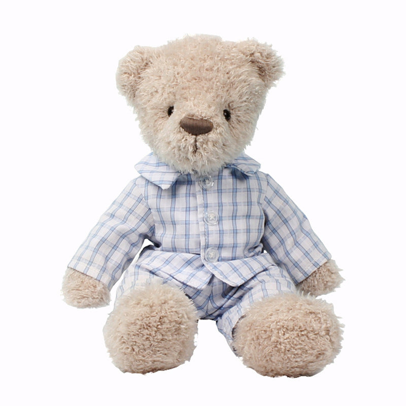 Dressed Teddy Bear – Curly Plush Bear, 30cm