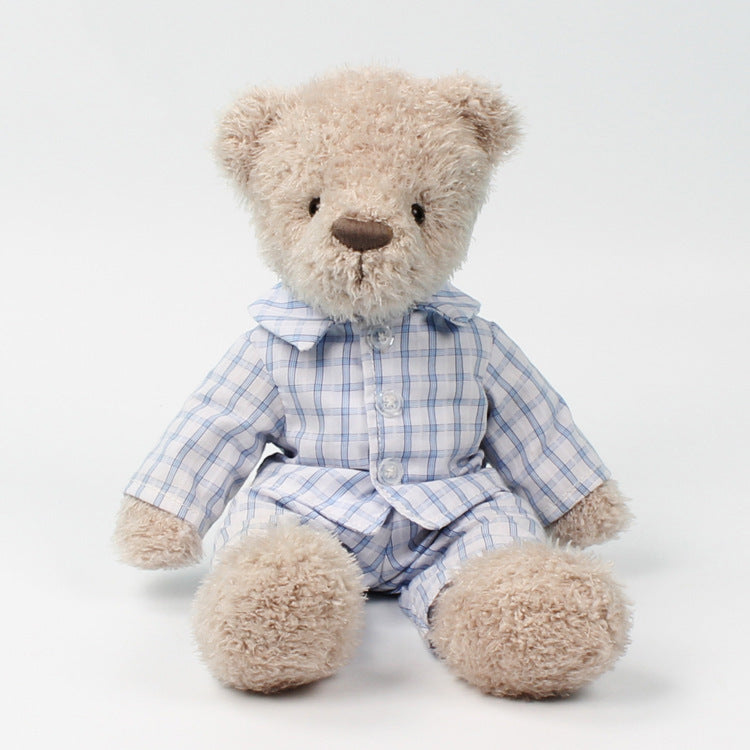 Dressed Teddy Bear – Curly Plush Bear, 30cm