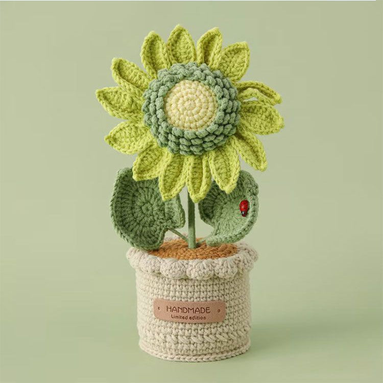 Handmade Crochet Potted Sunflower – Yarn Flower Decor