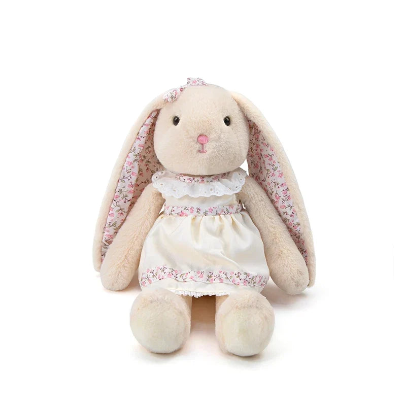 Lop-Eared Rabbit Plush Doll – Floral Dress, 25–30cm