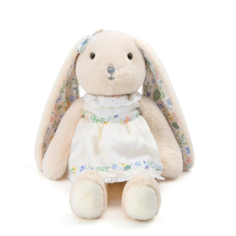 Lop-Eared Rabbit Plush Doll – Floral Dress, 25–30cm