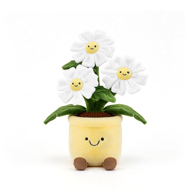 Daisy Flower Pot Plush Toy – Smiling Doll, 30cm