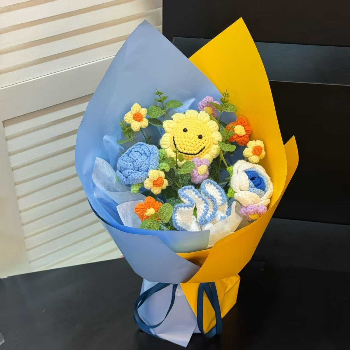 Handmade Crochet Sunflower Bouquet – Knitted Gift